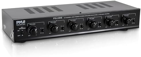 Pyle 6 Channel Speaker Selector Switch - Multi Zone A B Speaker Distribution Controller Box w/ Independent Audio Source Volume Control