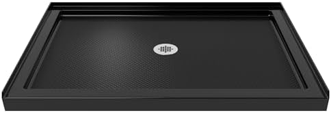 DreamLine SlimLine 32 in. D x 48 in. W x 2 3/4 in. H Center Drain Single Threshold Shower Base in Black, DLT-1132480-88