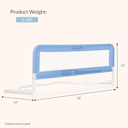 Dream On Me Lightweight Mesh Security Adjustable Bed Rail Double Pack with Breathable Mesh Fabric in White, 2 Count (Pack of 1)