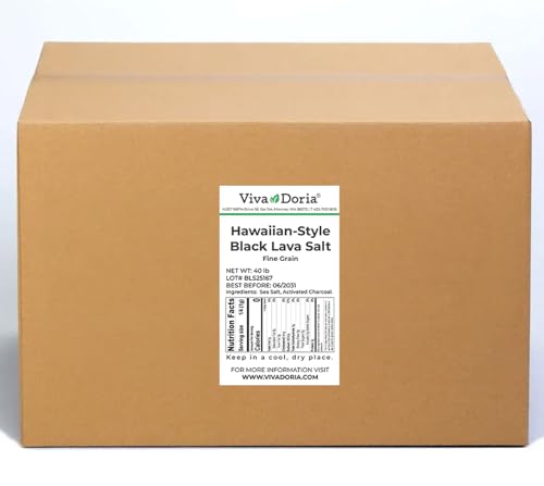 Viva Doria Hawaiian Black Lava Sea Salt, Fine Grain, Lava Salt, 2 lb (907 g)