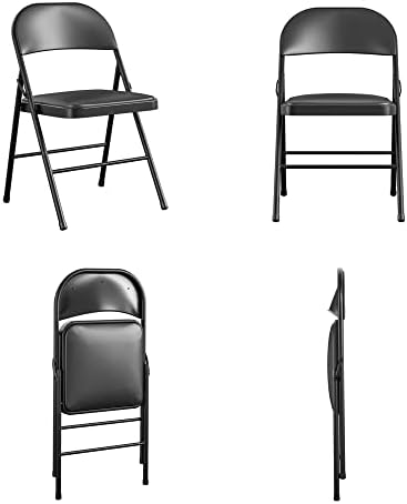COSCO Vinyl Folding Chair, 4 Pack, Black