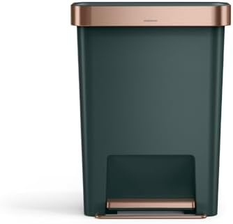 simplehuman Hybrid Step Can, 45L / 12 Gallon Rectangular Kitchen Trash Can, Liner Rim System, Liner Pocket®, 150,000-Step Pedal, Lid Shox® Silent Close, Black Plastic