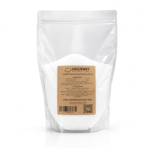 Greenway Biotech, Inc. Monopotassium Phosphate Fertilizer 0-52-34-100% Water Soluble Hydroponics for Root Strength - Increase Yield and Blooming - High Purity Plant Nutrient Formula - 2 Pounds
