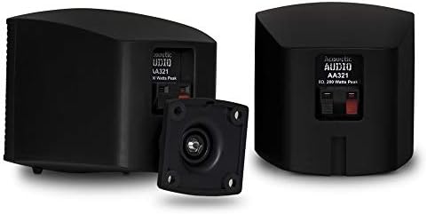 Acoustic Audio AA321B Mountable Indoor Speakers 400 Watts Black Bookshelf Pair