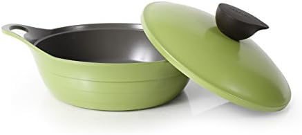 Neoflam Eela 2.5 QT Ceramic Nonstick Low Stockpot with Steam Releasing Lid in Olive Green