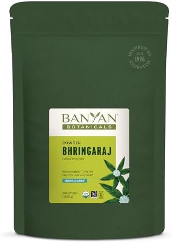Banyan Botanicals Bhringaraj Powder – Organic Eclipta Prostrata Leaf Powder – for a Calm Mind and Healthy Hair, Nails, Bones, and Teeth* – ½ lb. – Non-GMO FFL Vegan