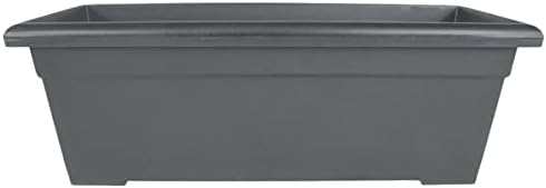 The HC Companies Romana Planter Box, 28 Inch, Clay, 1-Pack | Plastic, Drainage Plug, Lightweight, UV-Resistant, for Garden, Patio, Balcony & Fence