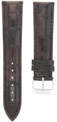 Ewatchparts 19mm Dark Brown Leather Watch Band Replacement Watch Strap Silver Buckle Compatible With Invicta Pro Diver Russian