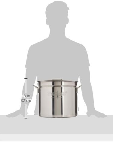 Bayou Classic 1124 24-qt Stainless Stockpot w/Lid And Basket Includes Vented Lid Perforated Stainless Steel Basket Perfect For Steaming Boiling and