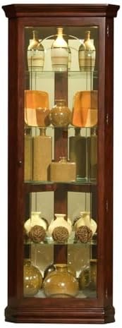 Pulaski Furniture Wood Framed 4 Shelf Corner Curio Cabinet in Cherry Brown