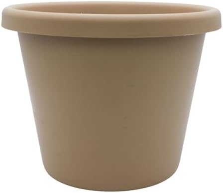 The HC Companies Classic Round Plastic Plant Pot w/Rolled Rim - Lightweight & UV Resistant Flower Pot for Herbs & More - Outdoor & Indoor Plant Pots w/Drainage (15.5 inch Warm Gray, Pack of 1)