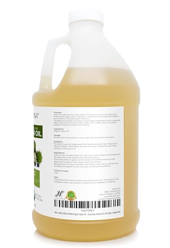 velona USDA Organic Castor Oil - 1 Gallon / 128 fl oz, Cold Pressed