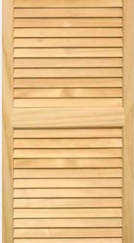LTL Home Products AM-SHL47 American Wood Exterior Window Louvered Shutters, 15" x 47", Unfinished Pine