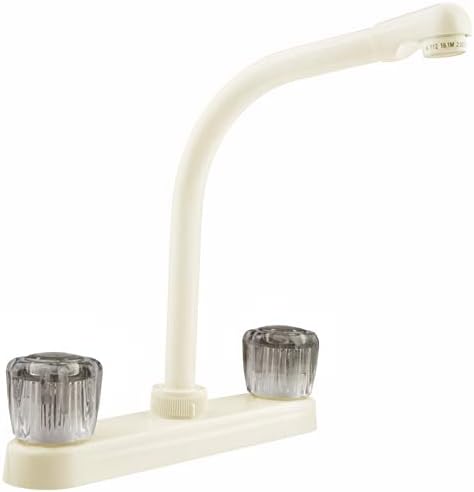 Dura Faucet DF-PK210S-BQ RV Hi-Rise Kitchen Sink Faucet (Bisque) | Tall spout with smoked acrylic knobs makes filling big pots easy.
