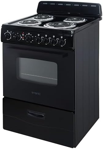 Avanti Electric Range Oven Compact Design, 2.6-Cu.Ft. Capacity with 4 Coil Burners, Framed Glass Oven Door
