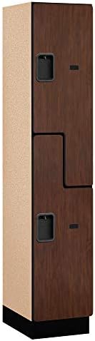 Salsbury Industries 2-Tier S-Style Extra Wide Designer Wood Locker with One Wide Storage Unit, 6-Feet High by 18-Inch Deep, Mahogany