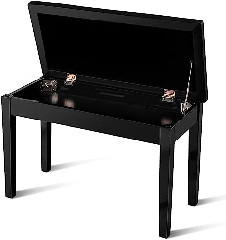 Giantex Piano Bench W/Padded Cushion and Music Storage, Comfortable Double Duet Seat, Wooden Legs, Perfect for Professional Or Home Use PU Leather Piano Stool (Brown)