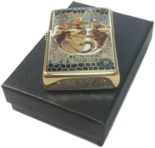 Zippo Custom Lighter - Ann Stokes Artist Dragon w/Scales Design High Polish Brass