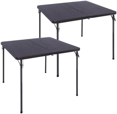 REDCAMP 34" Square Folding Card Table with Resin Top, Portable Fold in Half Small Card Tables with Collapsible Legs for Adults Indoor Outdoor Use