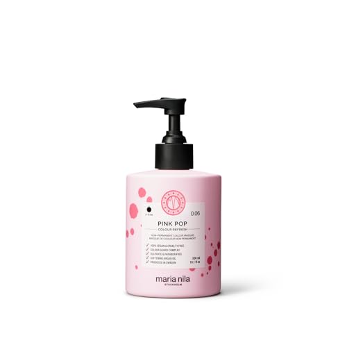 Maria Nila, Color Refresh Pink Pop, Pink Hair Mask, Semi-Permanent Pigments, 100% Vegan & Sulfate/Paraben free