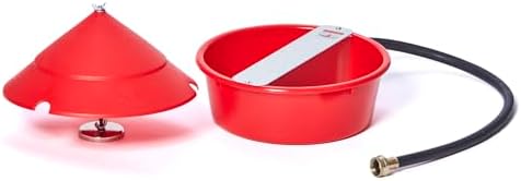 Little Giant® Automatic Poultry Waterer with Cover | Heavy Duty Plastic Auto Chicken Waterer Bowl with Hose Attachment | 5 Quart | Made in USA