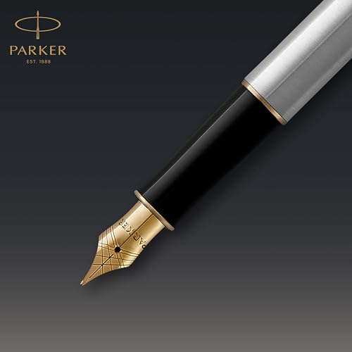 Parker Sonnet Fountain Pen, Matte Black Lacquer with Gold Trim, Medium Nib, Premium Gift Box, Ideal for Gifting