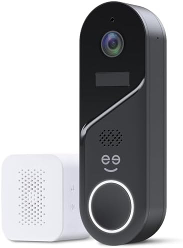Geeni Halo 3MP Smart Video Doorbell Camera, Battery Powered or Hardwired | Includes plug-in chime, 2K HD video, 2-way audio, night vision