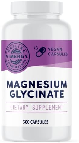 VIMERGY Magnesium Glycinate Supplement, Vegan, 180 Capsules, 90 Servings