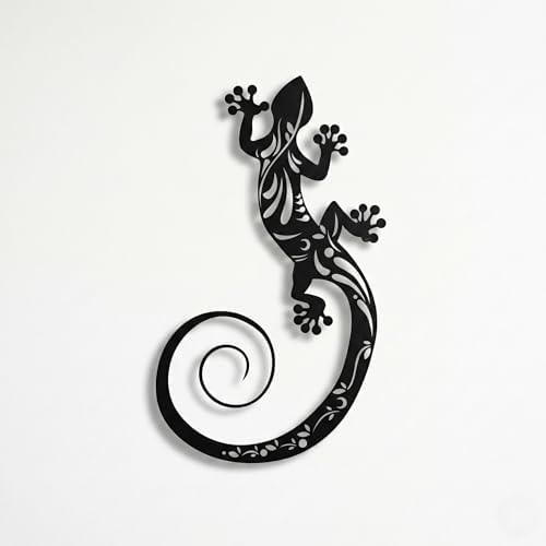DEKADRON Metal Wall Art - Lizard Wall Silhouette Metal Wall Decor for Home Office Bedroom Living Room Decoration (14" W x 24" H/36x61cm)
