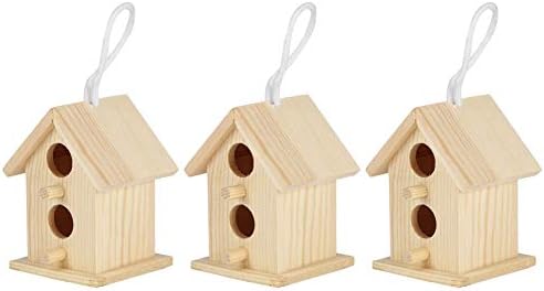 Meiyya Unfinished Birdhouse to Paint for Birdwatching with Perch, MoistureResistant Bird Nests