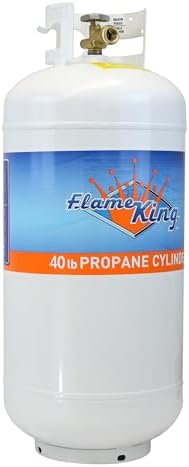 Flame King YSN401 Steel Propane Tank Cylinder With Overflow Protection Device Valve, 40 Lb, White