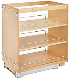 Rev-A-Shelf Pullout Kitchen Cabinet Organizer, Min Cabinet Opening 8.5" W | 8" W Slide Out Pantry Spice or Utensil Storage Rack with Adjustable Shelves for Base Cabinet Organization, 448-BC-8C