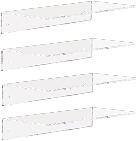 Weiai Clear Acrylic Shelves 12 Inch, Floating Wall Mounted Shelf for Wall Storage, Set of 2