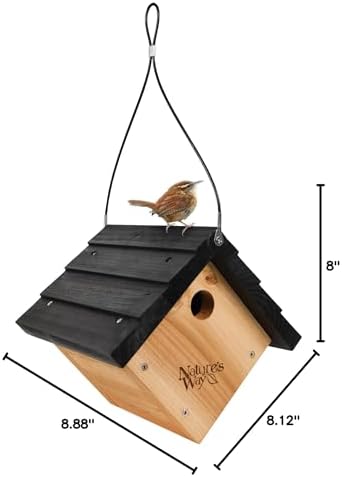 Nature's Way Bird Products CWH1 Cedar Wren House, 8" x 8.875" x 8.125", standard, Brown