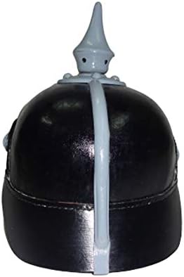 warreplica Imperial German M15 Spiked Pickelhaube Officer Helmet Black Leather with Field Grey Trim Prussian WWI Officer Headgear Reproduction