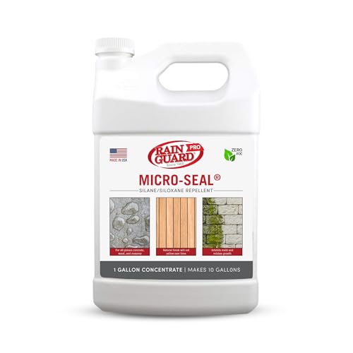 Rainguard Pro Micro-Seal, Wood & Masonry Surface Sealer, 5 Gallons | For Water & Weather Damage, All Porous Surfaces, Silane Siloxane Water Repellent, Clear Natural Finish, Ready To Use