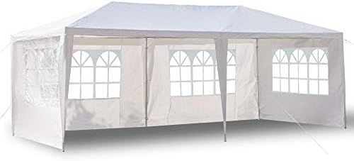 10' x 20' Outdoor Gazebo Canopy Waterproof Party Tent Wedding Canopy with Removable Sidewalls & Brighter Church Windows
