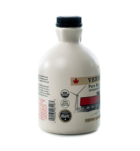 Georgia Mountain Maples of Vermont, Organic Maple Syrup, Dark Color Robust Taste, 32 Ounce