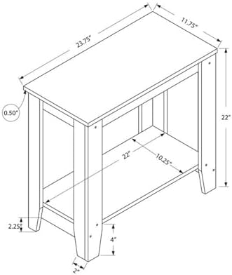 Monarch Specialties I Accent End Side-Lamp Table with Shelf, 24" x 12" x 22", Cappuccino