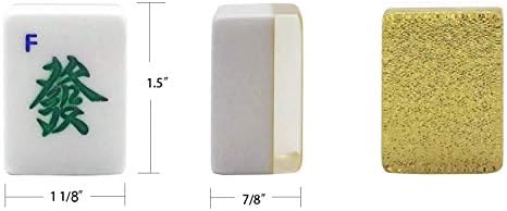 Chinese Mahjong Set 144 X Large 1.5“ Numbered Gold Sparkle Tiles Carry Case