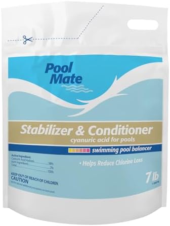 Pool Mate 16-Pounds Premium Pool Stabilizer and Conditioner | Chlorine Stabilizer, Concentrated Cyanuric Acid for Pools, Helps Chlorine Last Longer, 6oz raises CYA 10ppm per 5,000 gallons