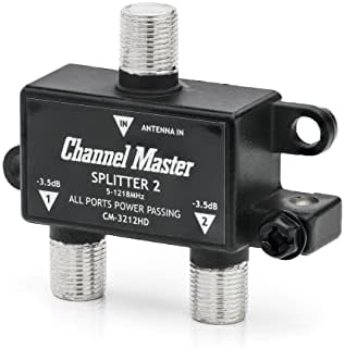 Channel Master Splitter 2 | 2-Way Splitter Distributes Digital HDTV Antenna Signal to 2 TVs, One Input and Two Outputs, Power Passing for Preamplifiers and Boosters, Low-Loss Design, Indoor/Outdoor