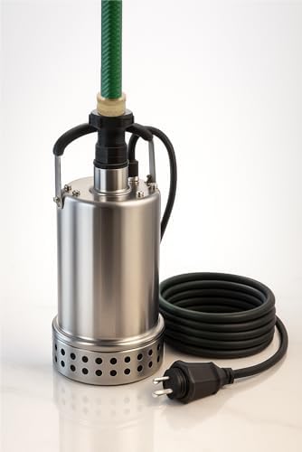 3/4 HP 8.5 Amp Submersible Utility Pump, 4400 GPH High-Flow, 40 ft Head Lift, Stainless Steel Housing