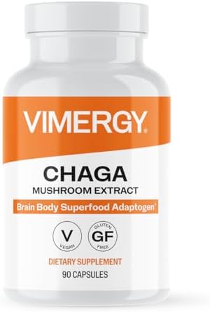Vimergy Chaga Capsules – Superfood Cellular Support* – Cardiovascular Health Benefits* – Kosher, Vegan, Gluten-Free – 90 Capsules | Superfood Adaptogen*, Immunity for cell tissues*, Polyphenols for Antioxidant protection*, Vegan and Kosher