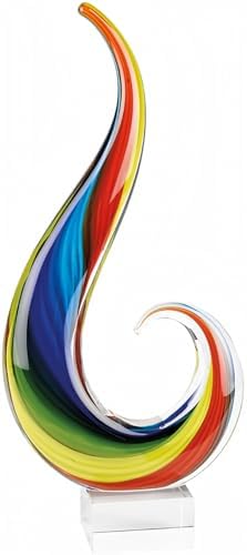 Badash Rainbow Murano-Style Art Glass Sculpture Centerpiece, 18 Inch | Murano-style art glass sculpture for tabletop decor, living rooms, offices, shelves, console tables and gifts