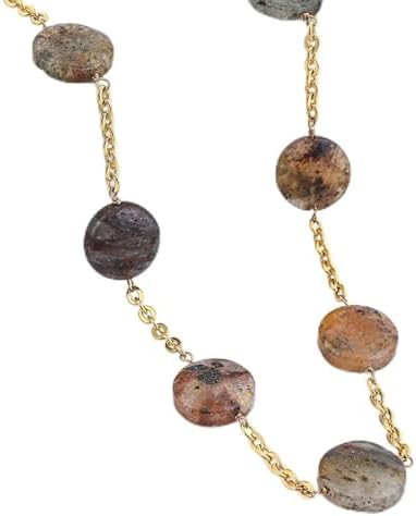 Beaded Necklace 24-26 Inches in ION Plated Gold Stainless Steel