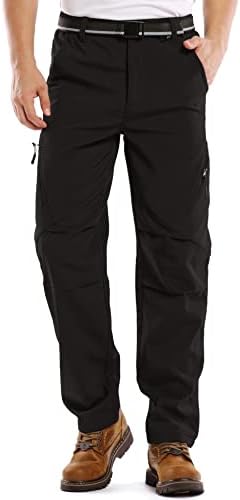 Men's Waterproof Pants Fleece Lined Insulated Winter Hiking Ski Snow Pants