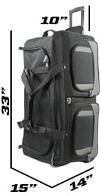 AMARO 36 Inch Rolling Duffle Bag with Wheels, Extra Large Heavy Duty Travel Duffel Luggage with Telescopic Handle, Multiple Pockets, Collapsible Storage, Black/Grey