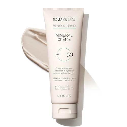 MDSolarSciences Mineral Crème SPF 50 Sunscreen for Face – Water-Resistant, Broad Spectrum UV Protection – Blendable Micronized Zinc Oxide – Smooth, Natural Matte Finish
