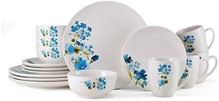 Studio Nova Kendall 16 Piece Dinnerware Set - White Porcelain Modern Tableware with Coupe Shapes & Unique Rim Design - Includes Dinner Plates Bowls
